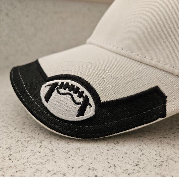 The Game Football Cap Hat Adjustable White with Black, Embroidered - Picture 7 of 10